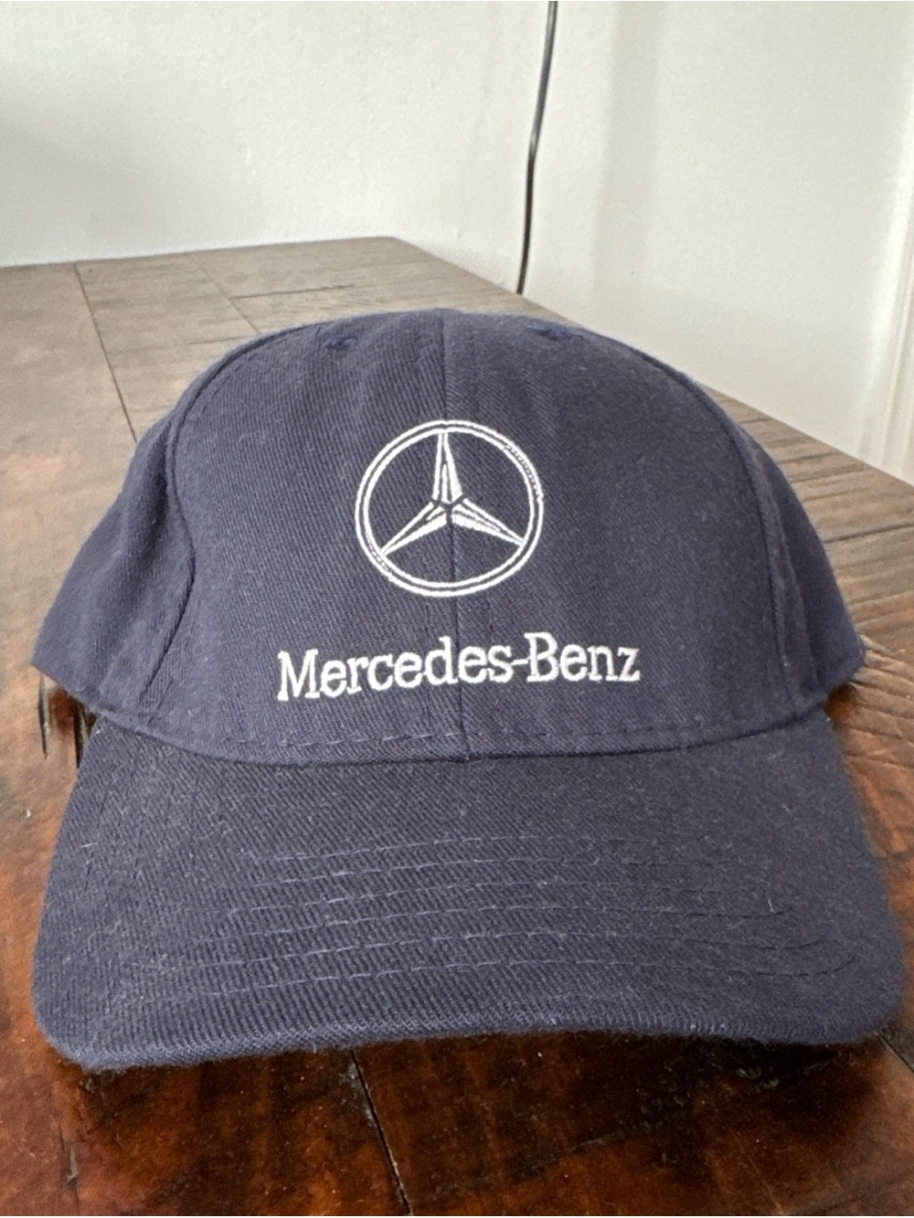 Vintage 1990s Mercedes Benz Panel Hat Strapback Cap Blue Made In USA